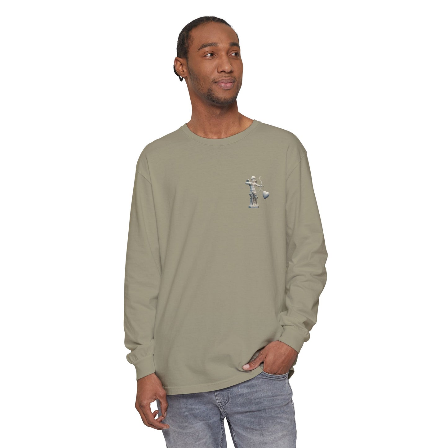 Cupid Cherub Long Sleeve Tee — Vintage Cupid Heart Graphic