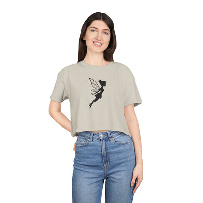 Fairy Silhouette Women's Crop Tee — Whimsical Pixie Graphic Top