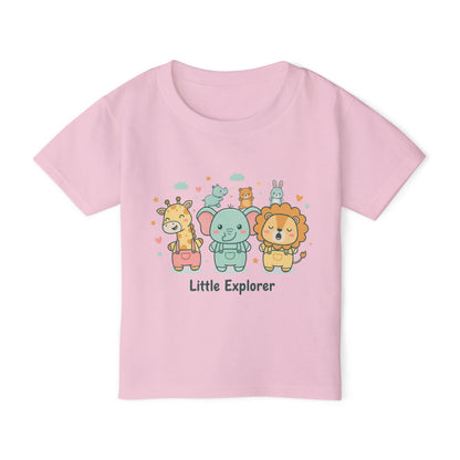 Little Explorer Toddler T‑Shirt — Cute Animal Crew with “Little Explorer” Front & “Happy Little Human Here” Back