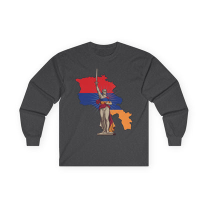 Armenia Map Long Sleeve Tee — Mother Armenia Statue Graphic