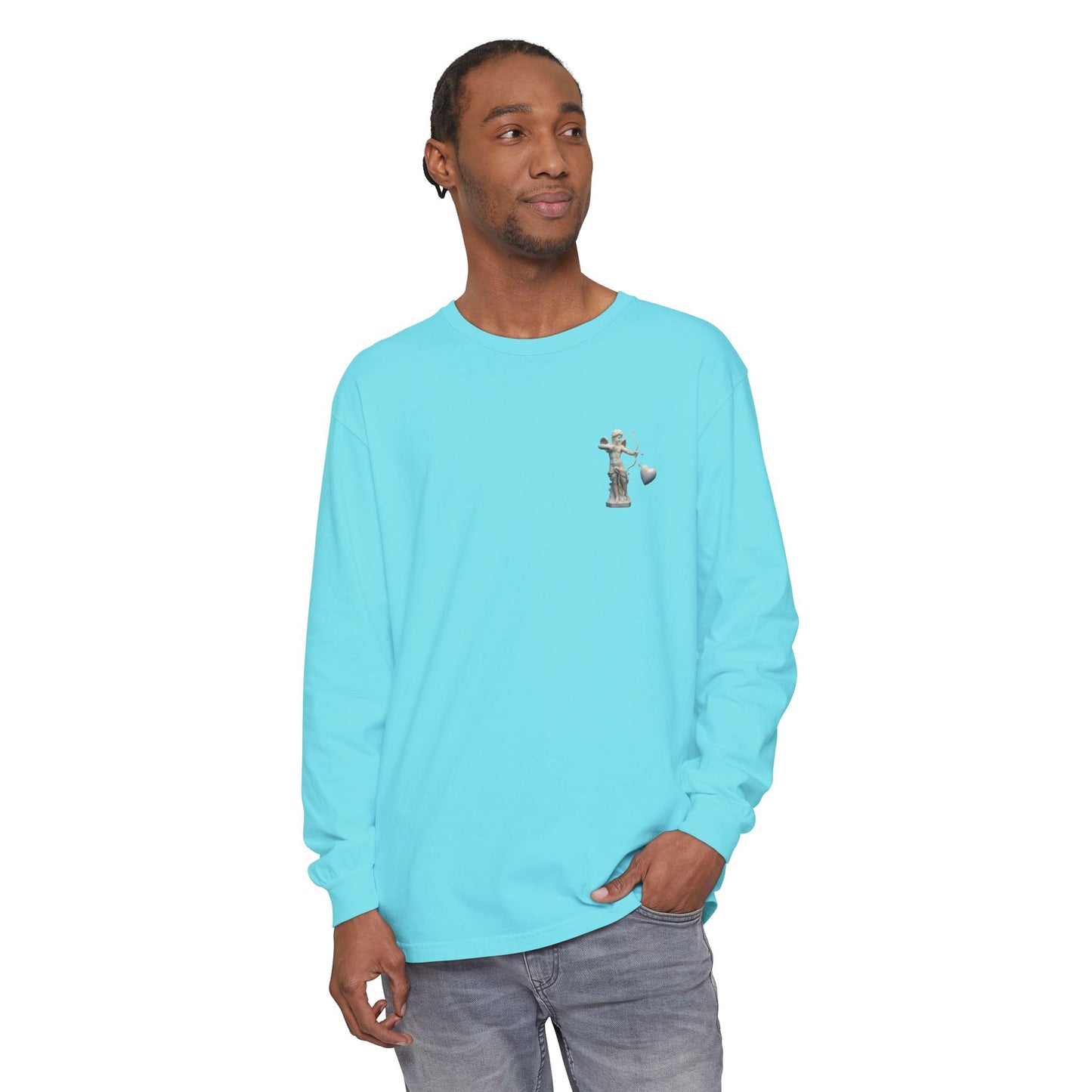 Cupid Cherub Long Sleeve Tee — Vintage Cupid Heart Graphic