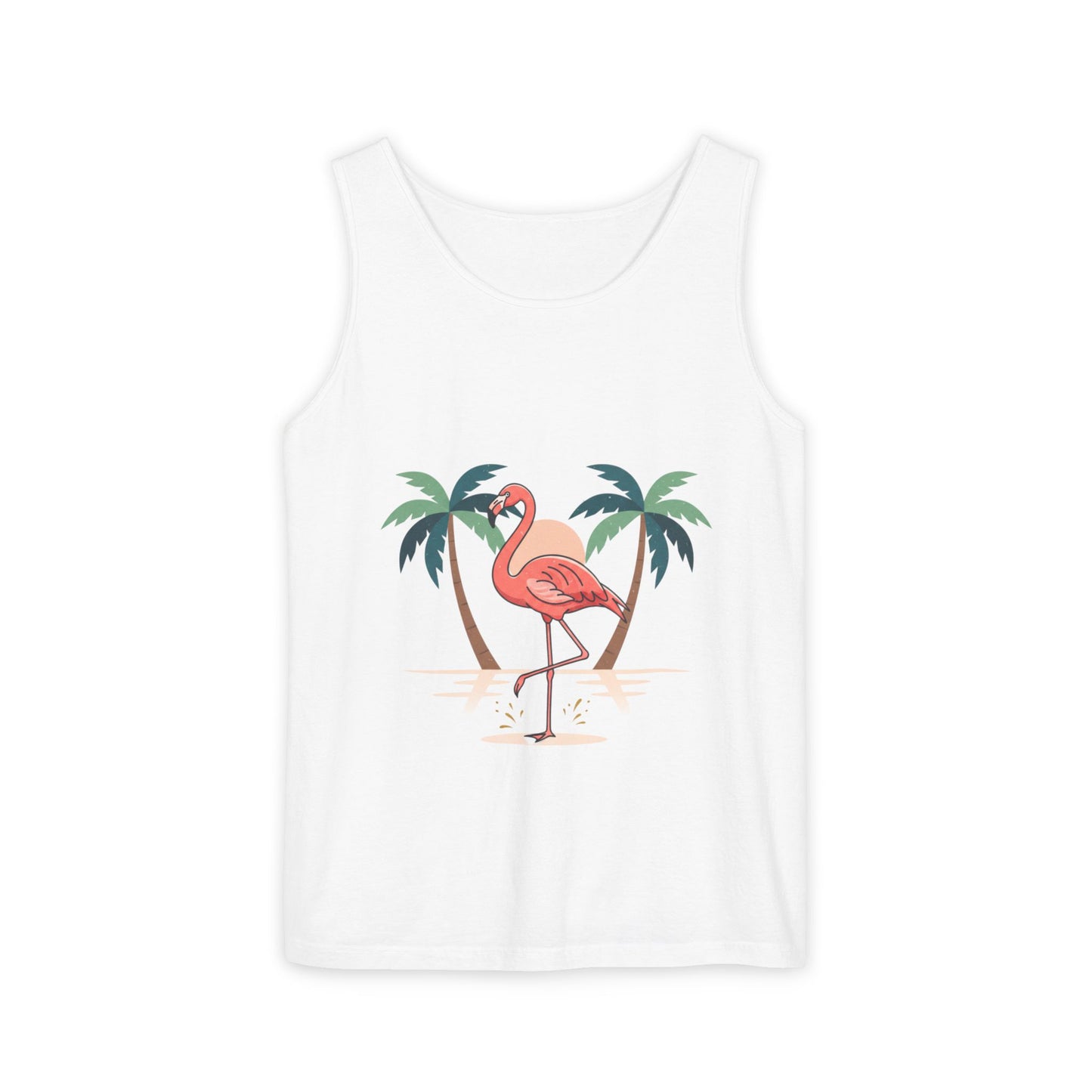 Flamingo Beach Tank Top — Tropical Palm Vacation Graphic Tank