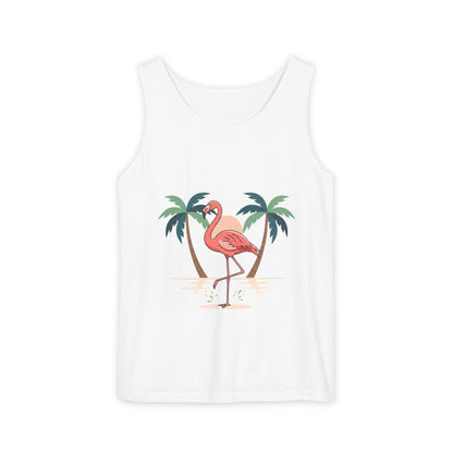 Flamingo Beach Tank Top — Tropical Palm Vacation Graphic Tank