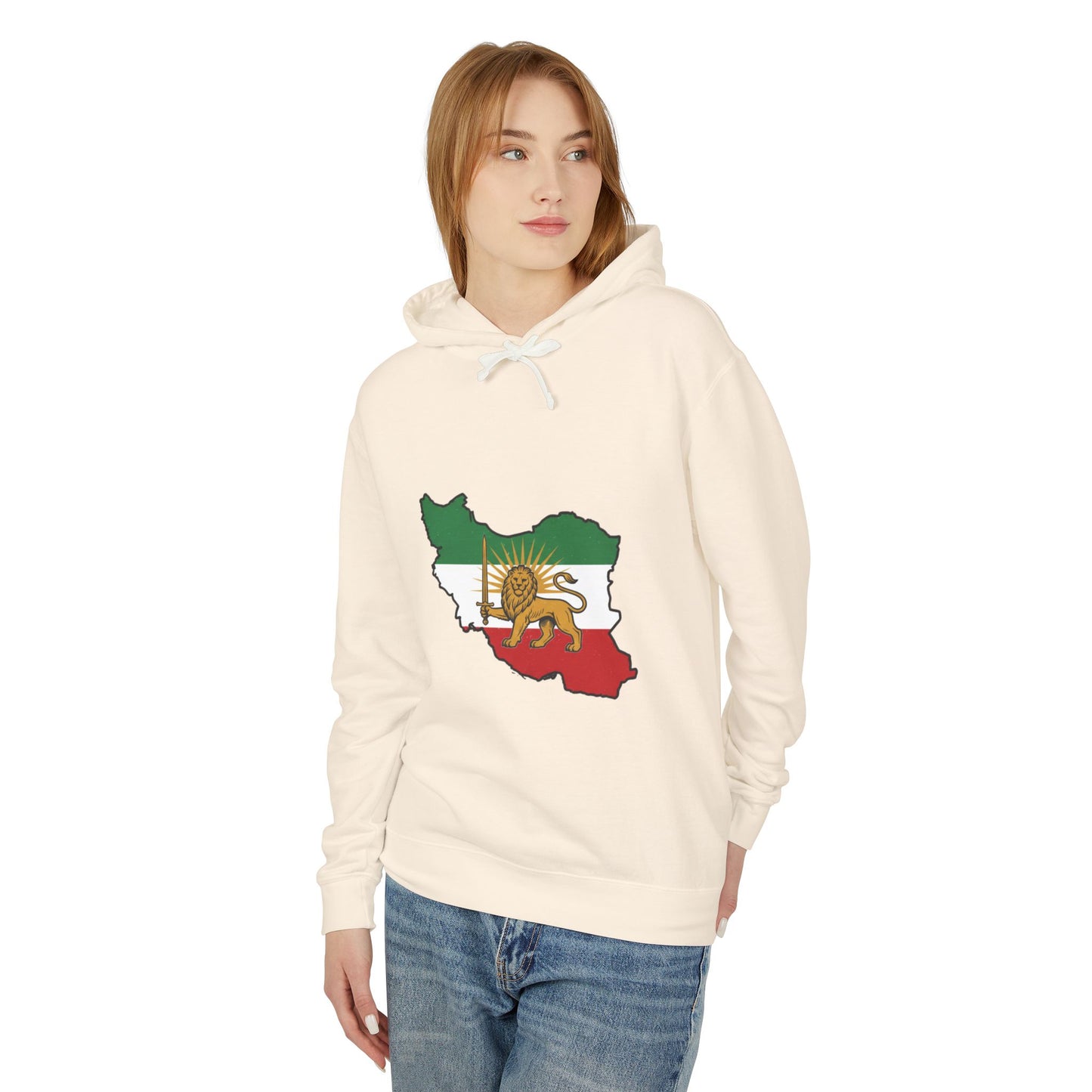 Iran Map Hoodie with Lion and Sun Flag — Persian Heritage Sweatshirt