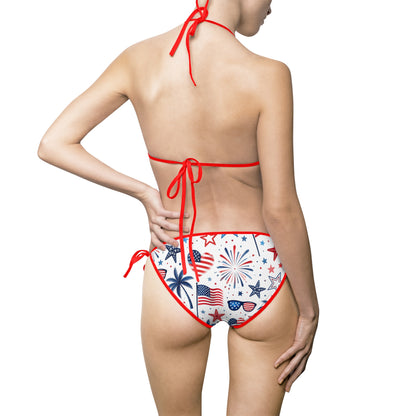 Patriotic Flag Print Bikini — Women's 4th of July Swimsuit