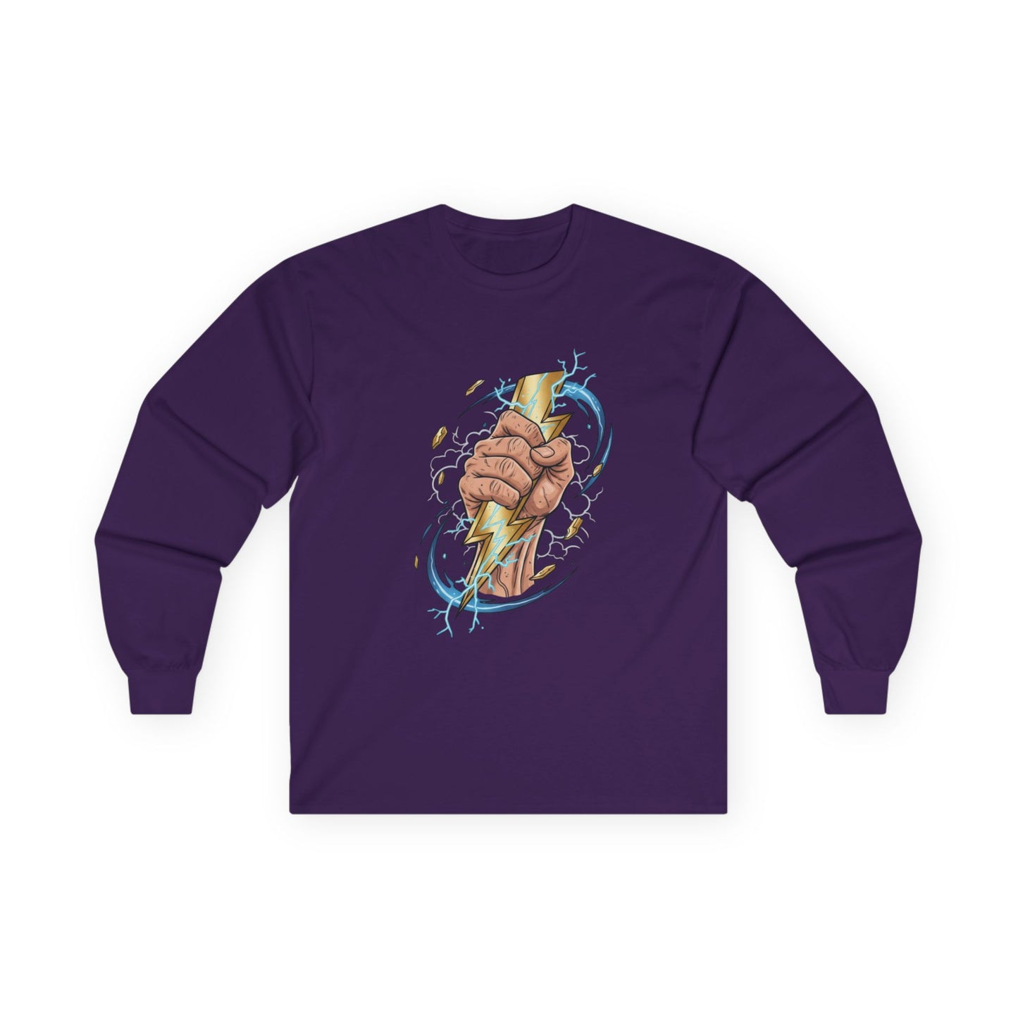 Fist & Lightning Bolt Long Sleeve Tee — Power Graphic Shirt