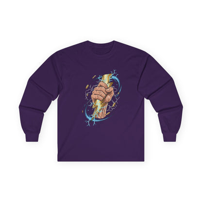 Fist & Lightning Bolt Long Sleeve Tee — Power Graphic Shirt