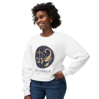 October Zodiac Sweatshirt, Libra Scorpio Sweatshirt, Astrology Apparel, Horoscope Gift, Unisex Crewneck