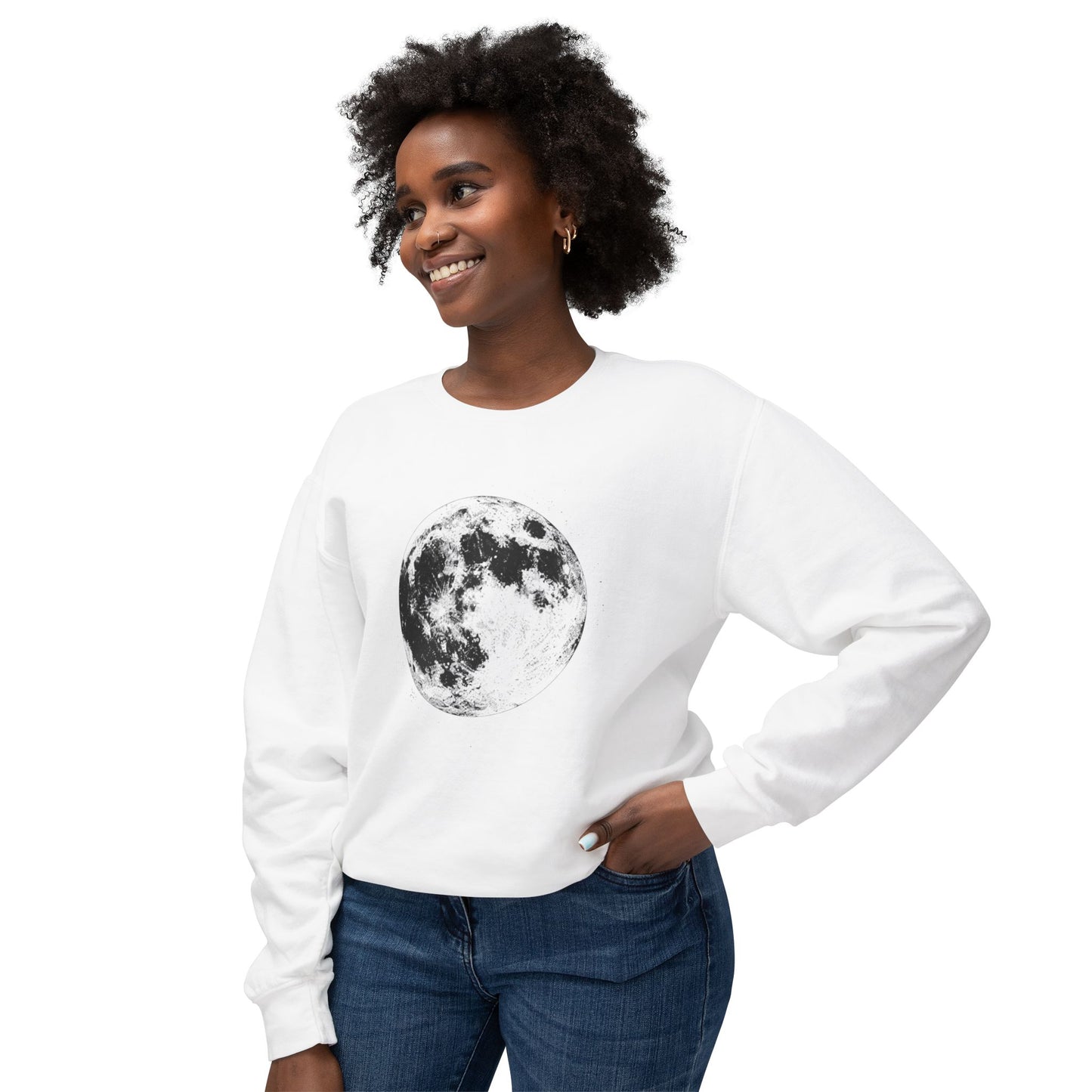 Moon Phase Crewneck Sweatshirt — Vintage Lunar Graphic Pullover