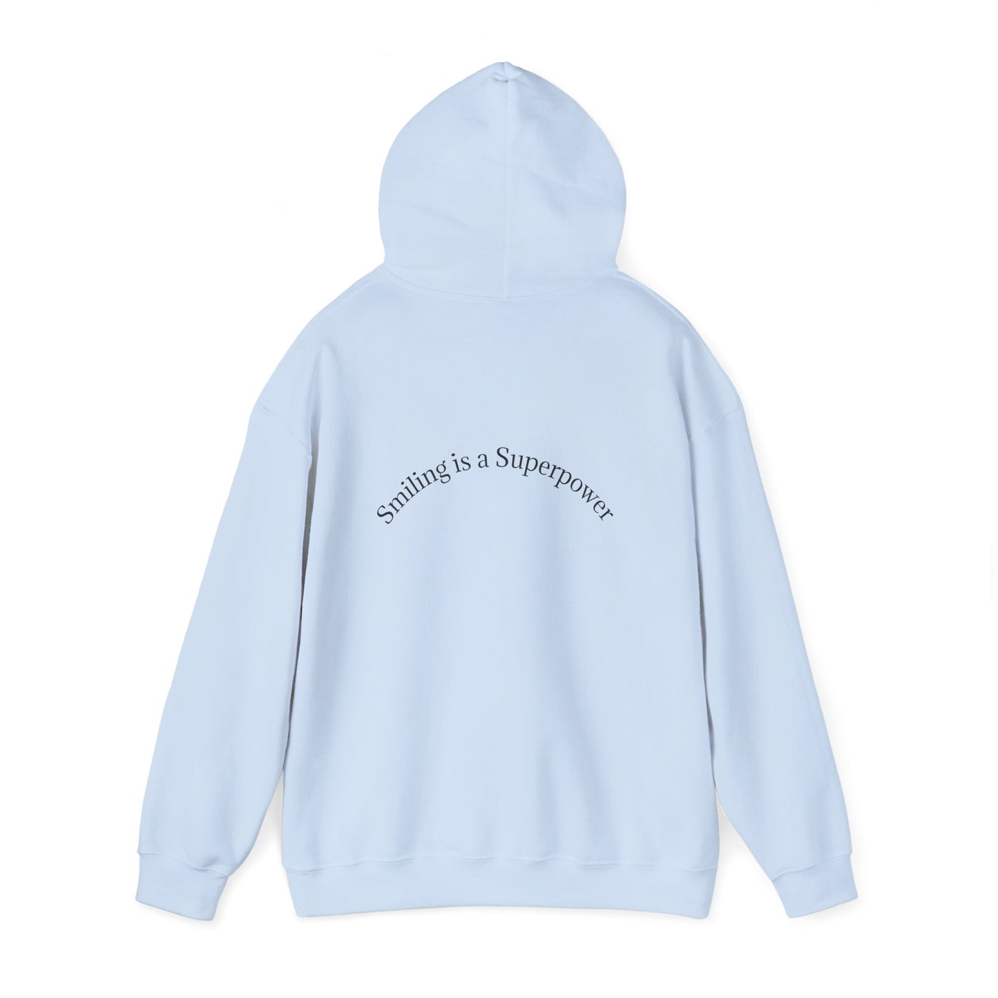 Hoodie — "Smiling Is a Superpower" Minimal White Pullover