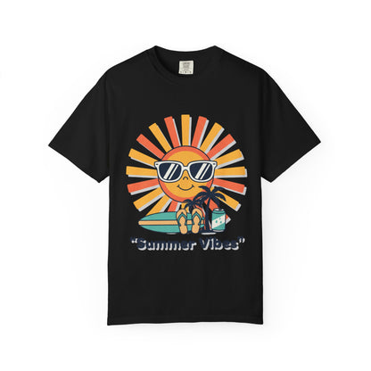 Summer Vibes T-Shirt — Retro Sun with Sunglasses Beach Graphic