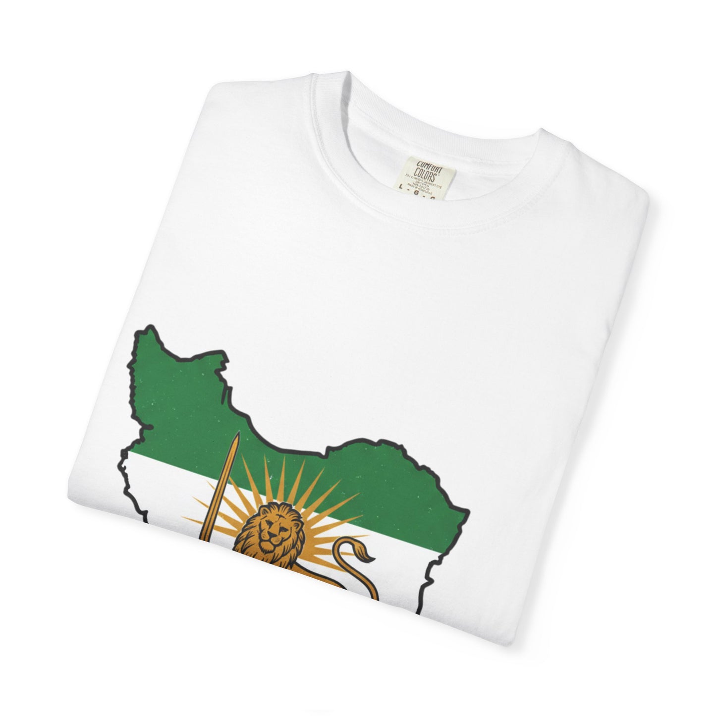 Iran Map T-Shirt with Lion and Sun Flag — Persian Heritage Tee