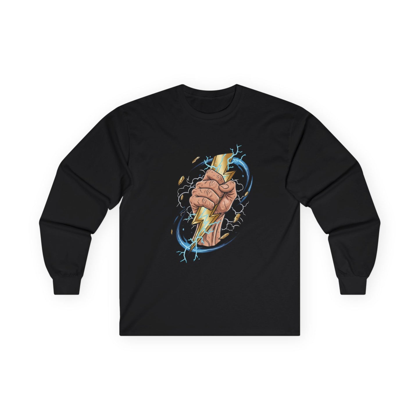 Fist & Lightning Bolt Long Sleeve Tee — Power Graphic Shirt