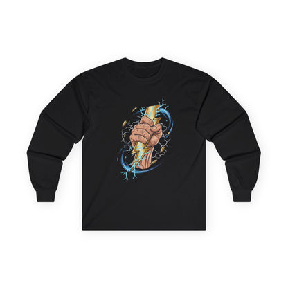 Fist & Lightning Bolt Long Sleeve Tee — Power Graphic Shirt