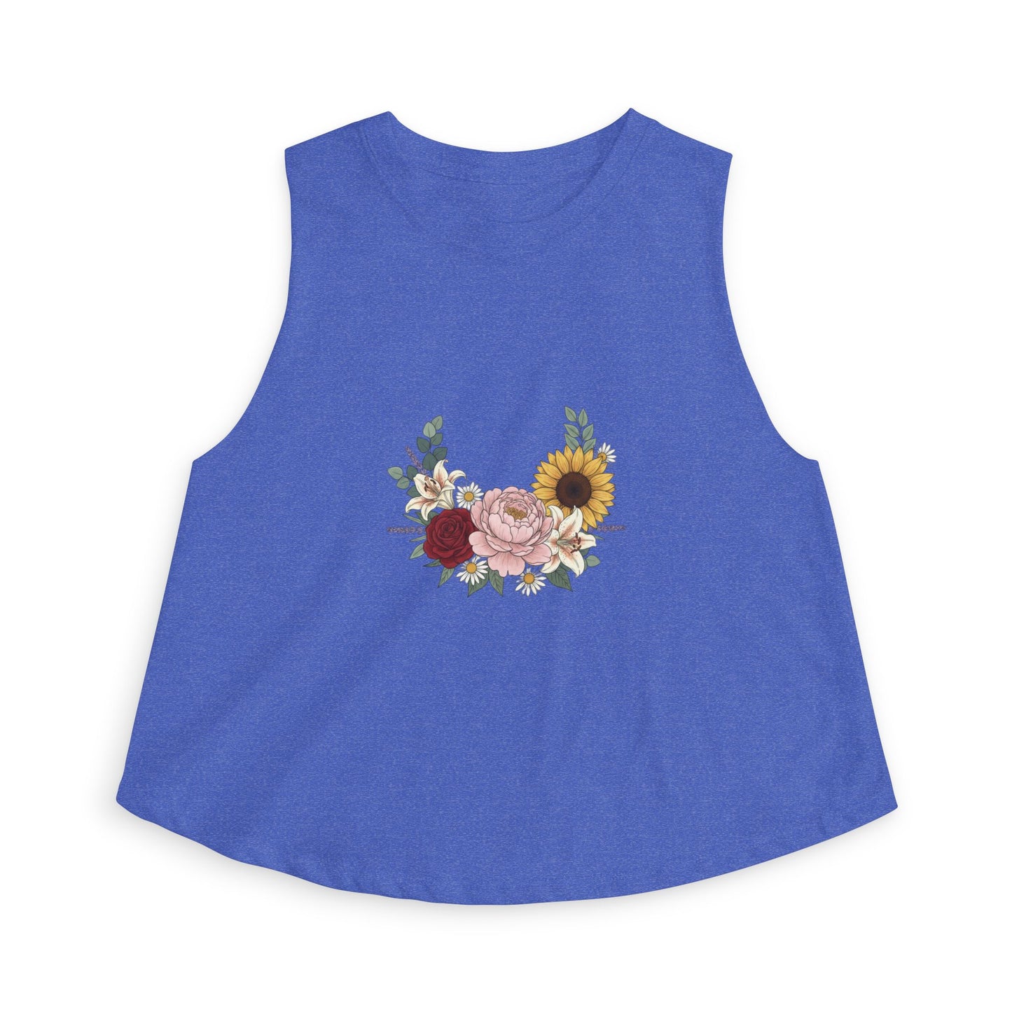 Floral Bouquet Crop Top — Sunflower & Rose Women's Tank