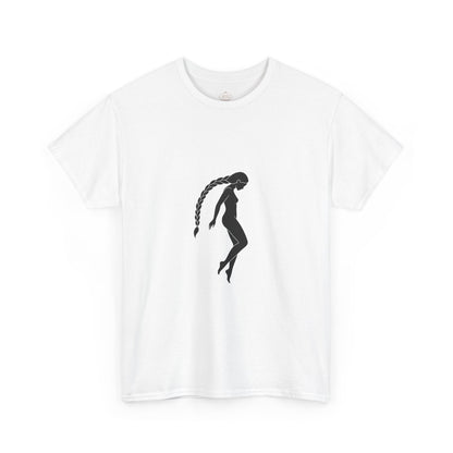 Silhouette Braid Tee — Minimalist Woman Profile T-Shirt