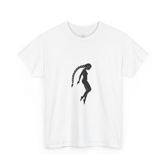 Silhouette Braid Tee — Minimalist Woman Profile T-Shirt