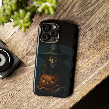 Halloween Phone Case, Tough Cases with Witch and Pumpkin Design, Spooky Gift for Witch Lovers, Fall Phone Accessory, Unique Halloween Decor