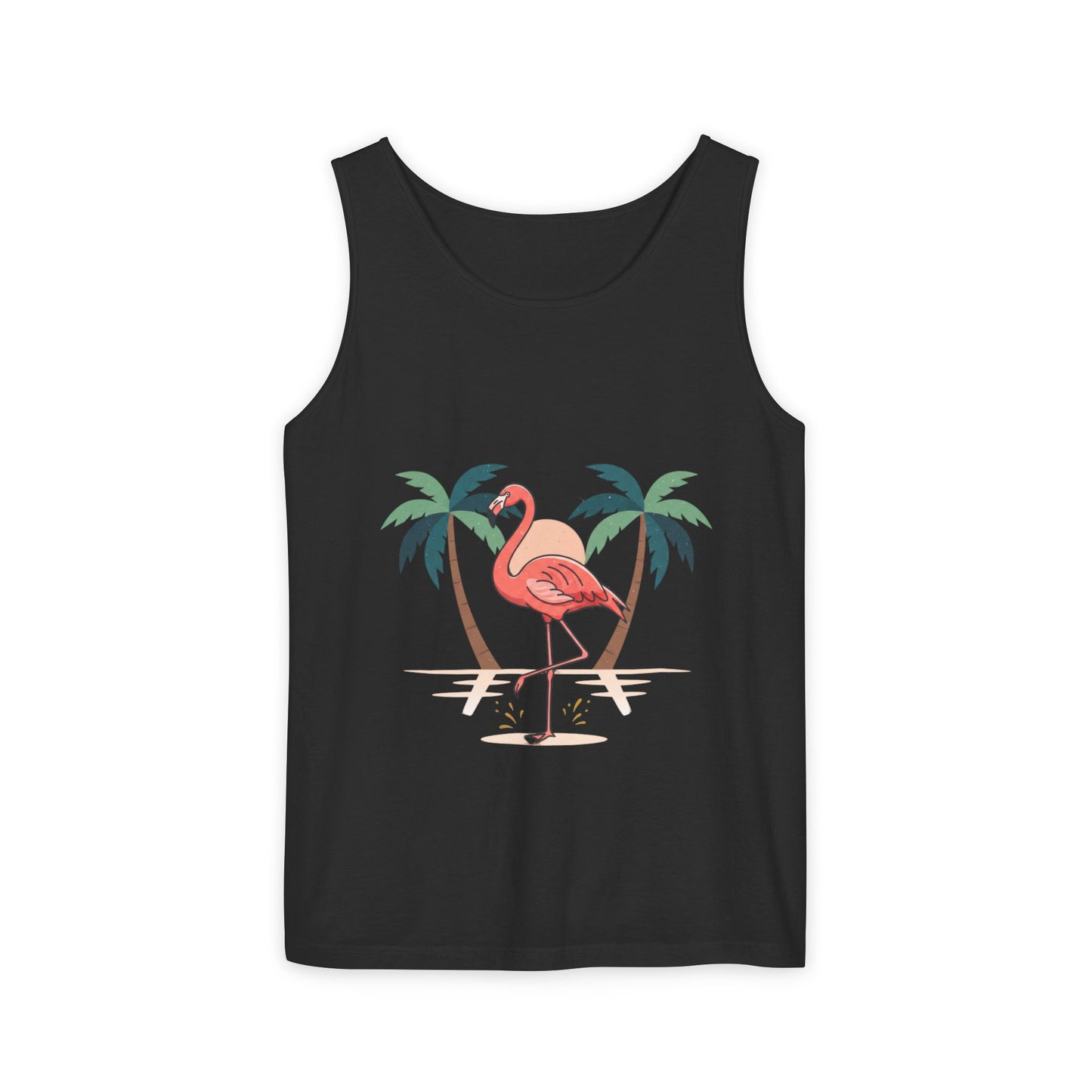 Flamingo Beach Tank Top — Tropical Palm Vacation Graphic Tank