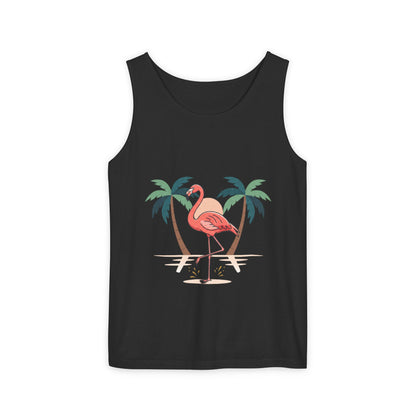 Flamingo Beach Tank Top — Tropical Palm Vacation Graphic Tank