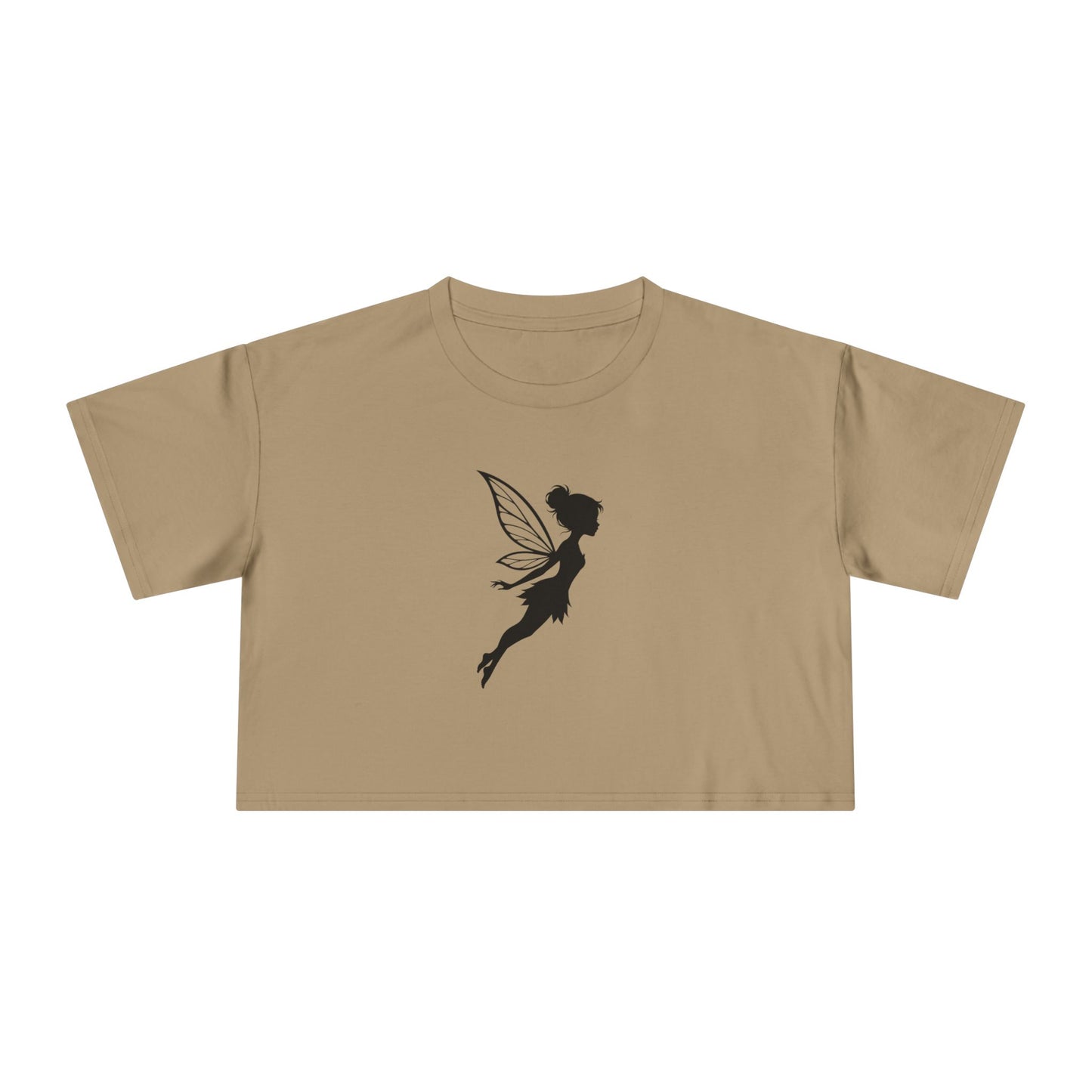 Fairy Silhouette Women's Crop Tee — Whimsical Pixie Graphic Top
