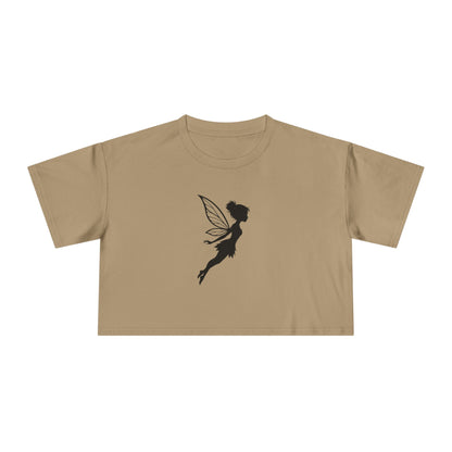 Fairy Silhouette Women's Crop Tee — Whimsical Pixie Graphic Top