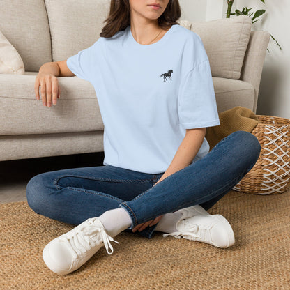 Minimalist Running Horse Tee — Small Chest Silhouette T-Shirt