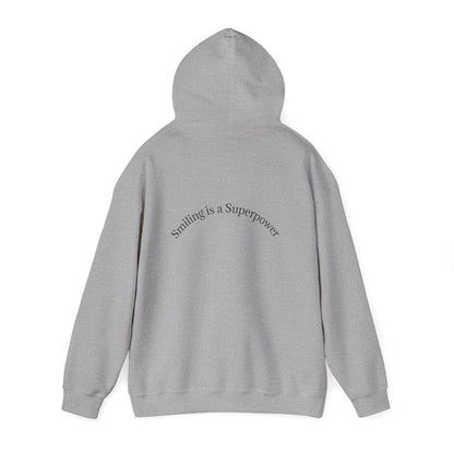 Hoodie — "Smiling Is a Superpower" Minimal White Pullover