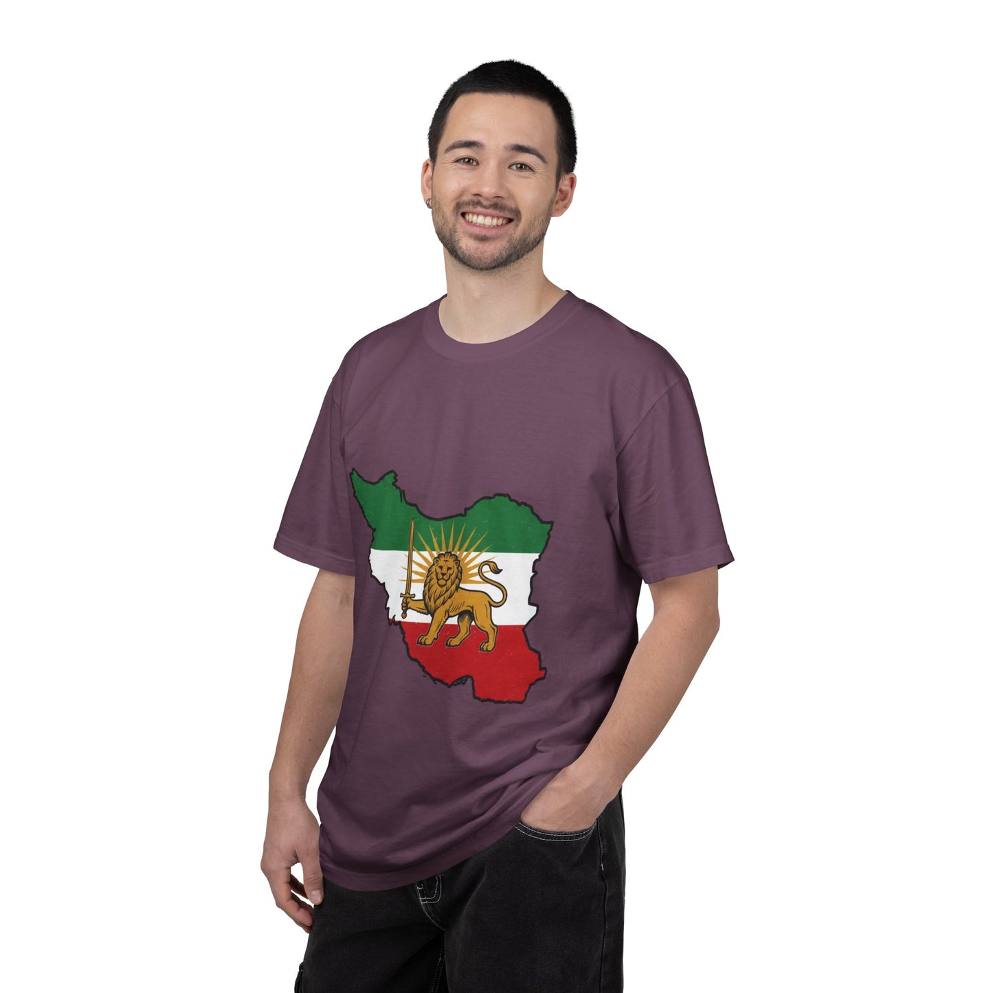 Iran Map T-Shirt with Lion and Sun Flag — Persian Heritage Tee