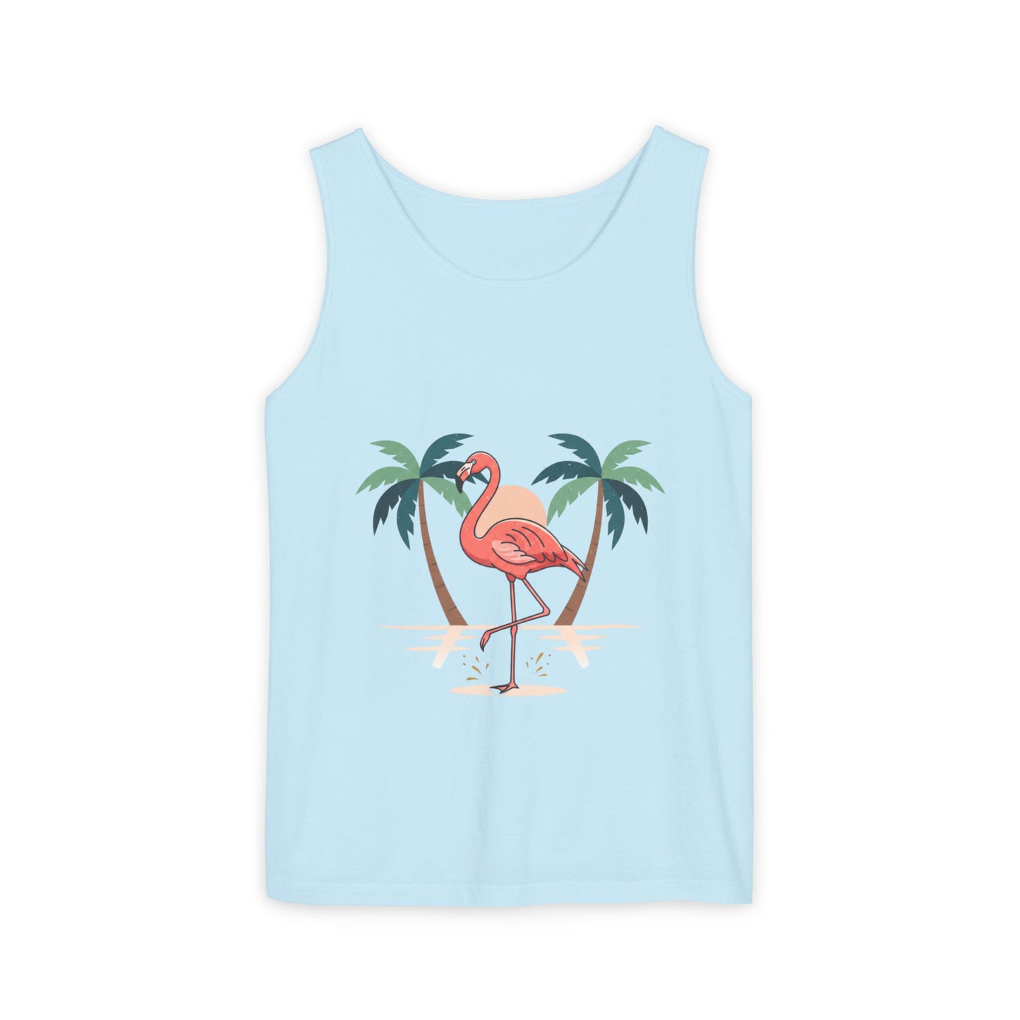 Flamingo Beach Tank Top — Tropical Palm Vacation Graphic Tank