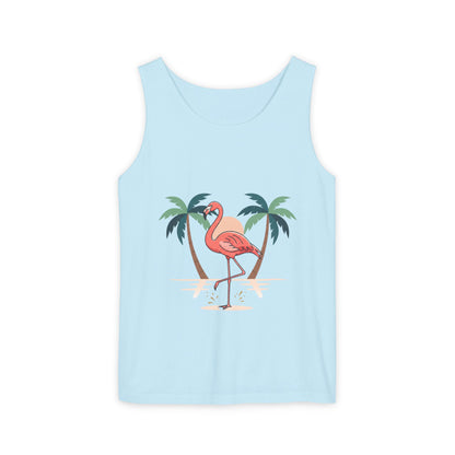 Flamingo Beach Tank Top — Tropical Palm Vacation Graphic Tank