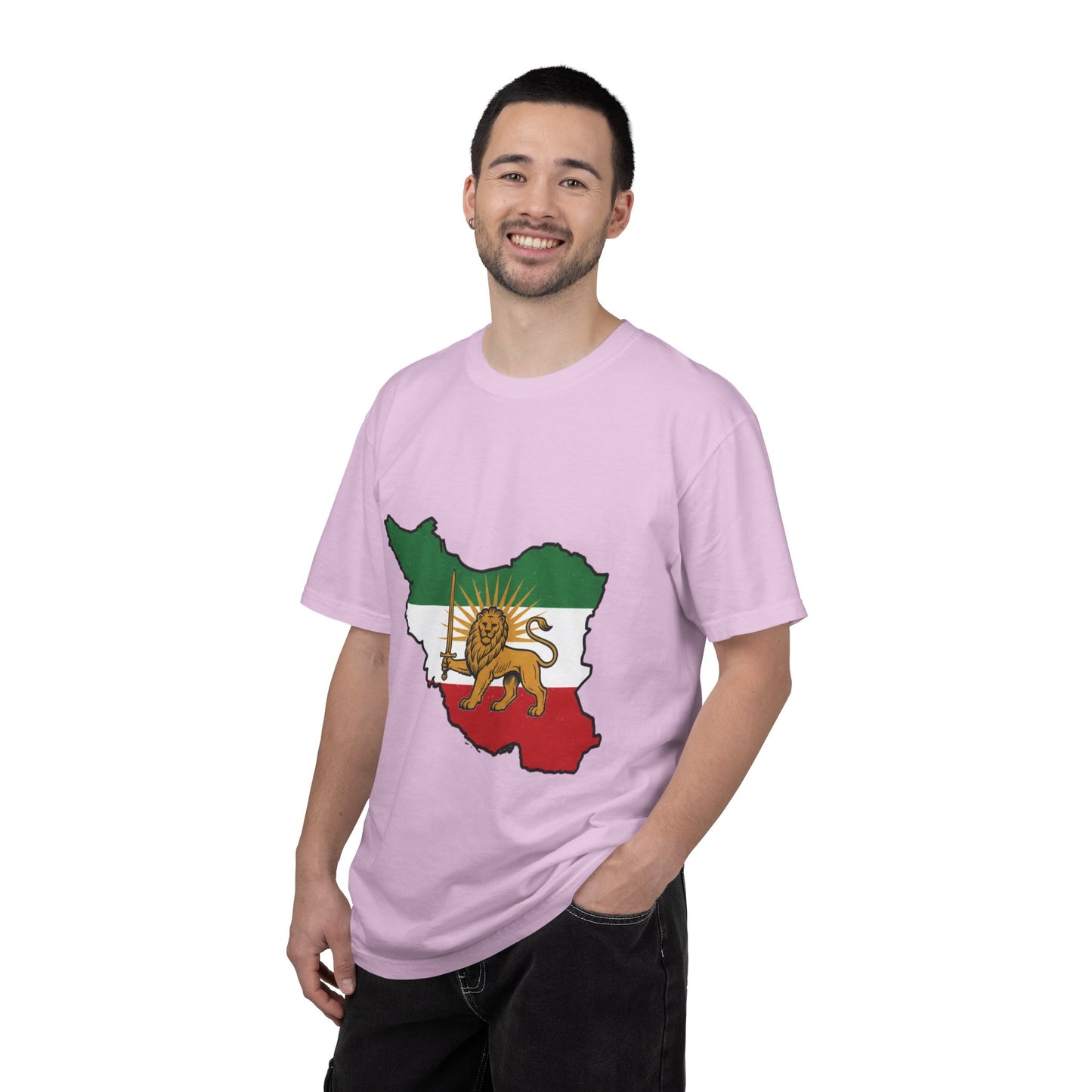 Iran Map T-Shirt with Lion and Sun Flag — Persian Heritage Tee
