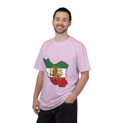 Iran Map T-Shirt with Lion and Sun Flag — Persian Heritage Tee
