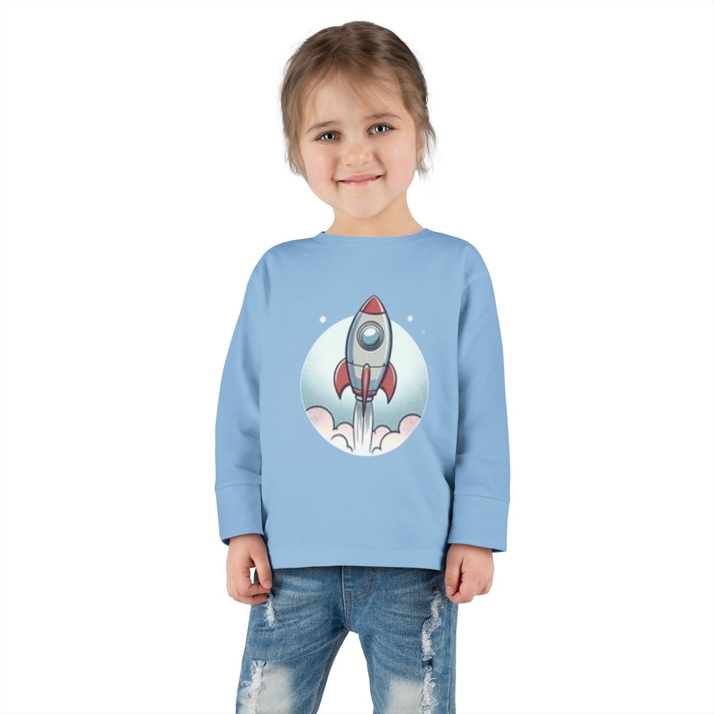Toddler Space Rocket Long Sleeve Tee, Cute Toddler Shirt, Kids Gift, Birthday Outfit, Baby Shower Gift