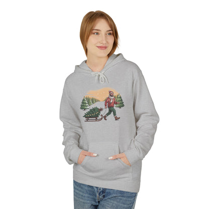 Christmas Tree Hauler Hoodie - Vintage Santa Pulling Tree Winter Sweatshirt