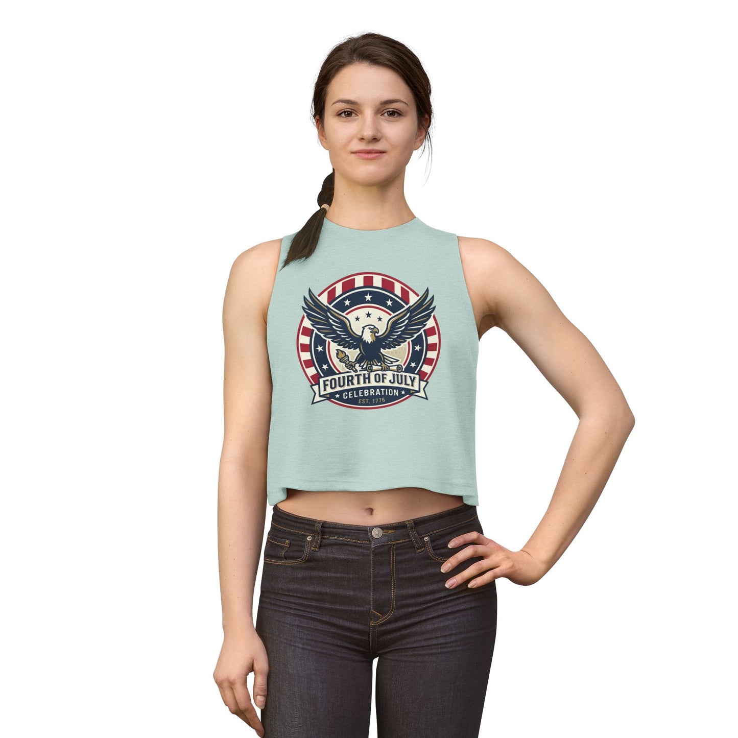 Fourth of July Eagle Crop Top — Patriotic Women's Fourth of July Celebration Tank