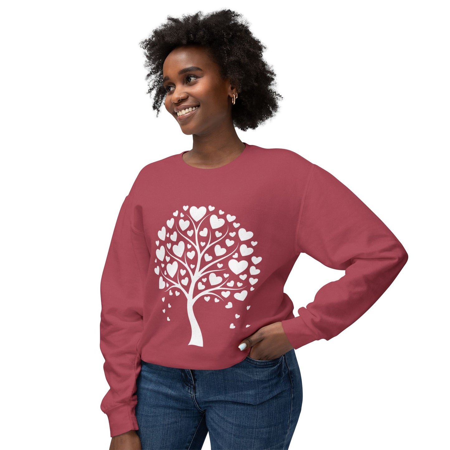 Heart Tree Crewneck Sweatshirt — Cute Love Tree Graphic Pullover