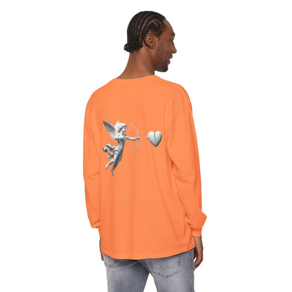 Cupid Cherub Long Sleeve Tee — Vintage Cupid Heart Graphic
