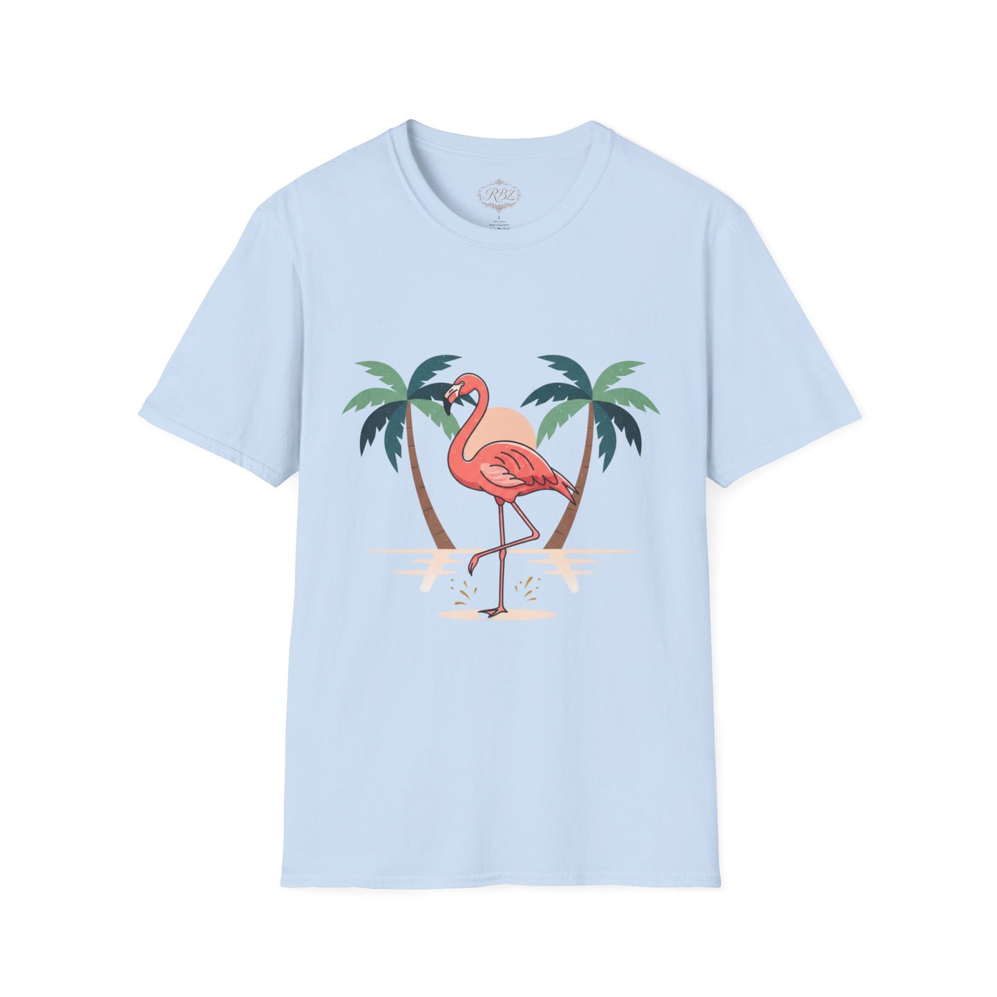 Flamingo Beach T-Shirt — Tropical Palm Island Graphic Tee