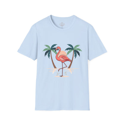Flamingo Beach T-Shirt — Tropical Palm Island Graphic Tee