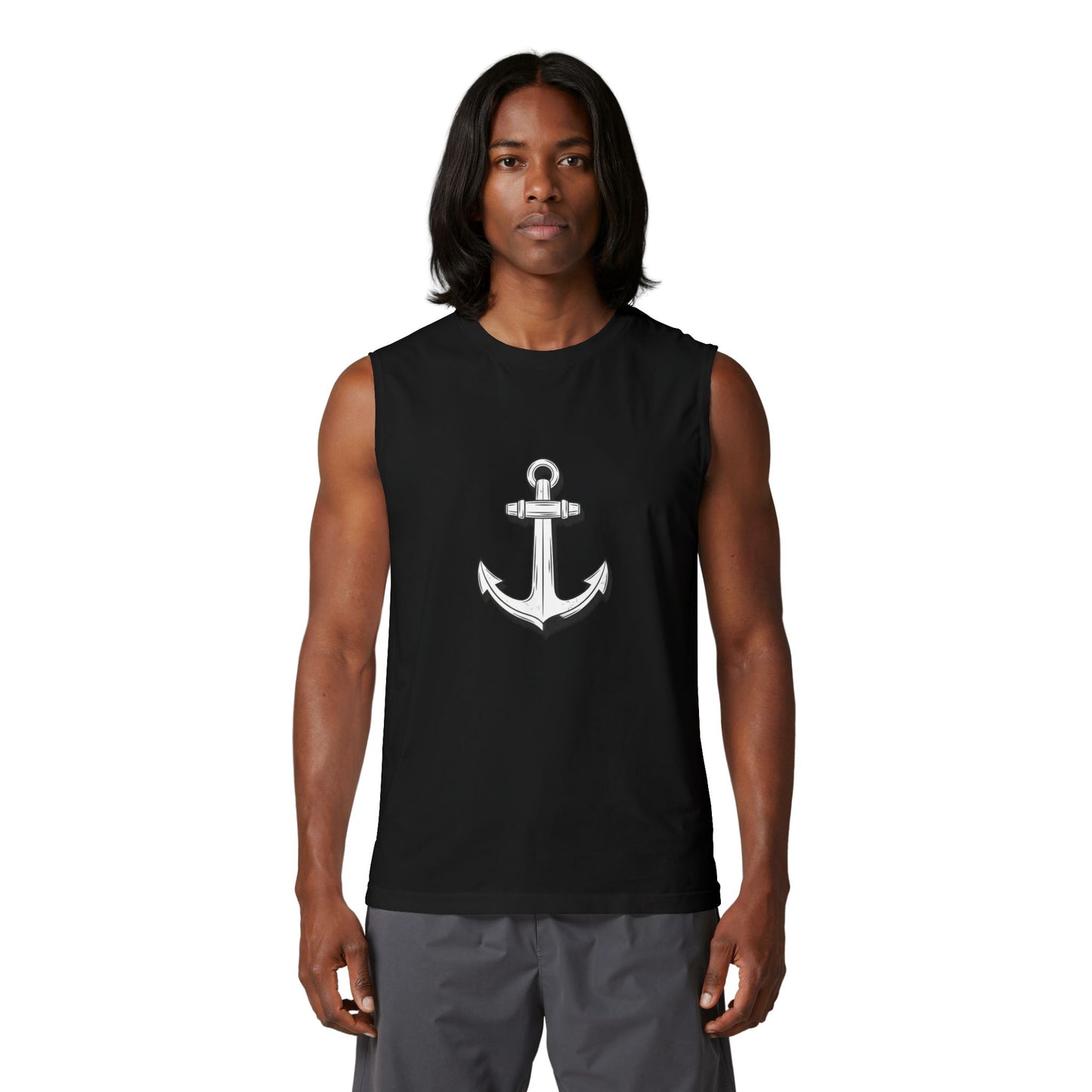 Anchor Graphic Muscle Tank — Nautical Vintage Anchor Tank Top