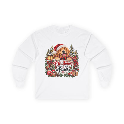 Christmas Is Better With Paws – Golden Retriever Christmas Unisex Long Sleeve Shirt