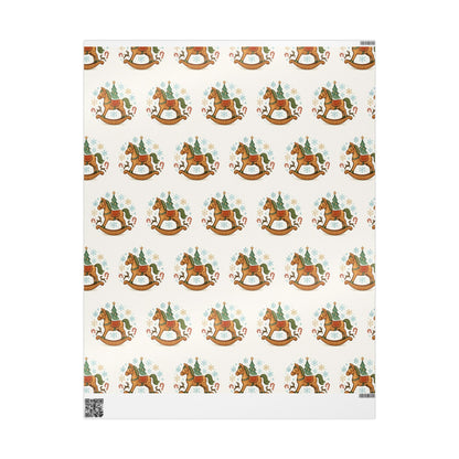 Rocking Horse Christmas Wrapping Paper – Vintage Holiday Gift Wrap