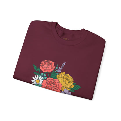 Floral Bouquet Crewneck Sweatshirt — Rose & Daisy Garden Graphic