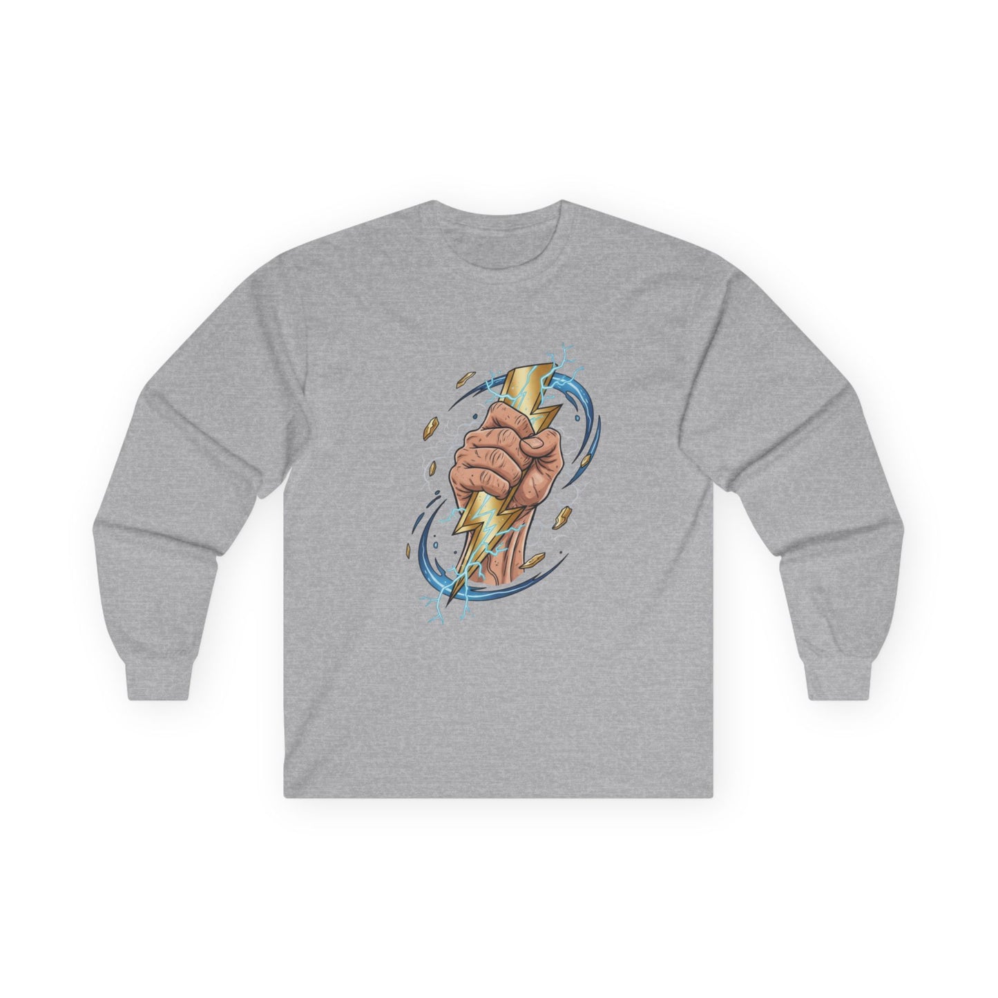 Fist & Lightning Bolt Long Sleeve Tee — Power Graphic Shirt