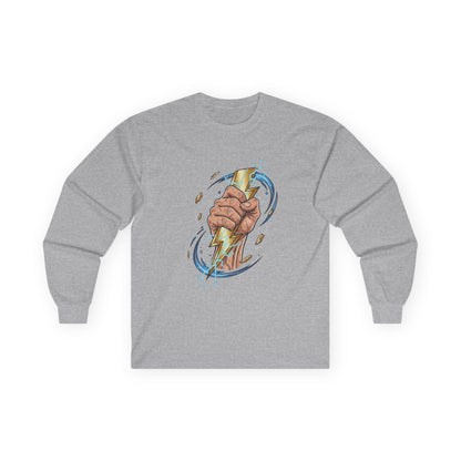 Fist & Lightning Bolt Long Sleeve Tee — Power Graphic Shirt