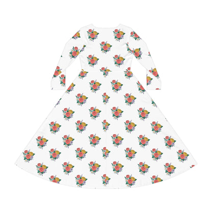 Floral Ballet Dance Dress — Long Sleeve Women's Twirl Dress