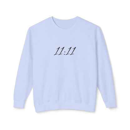 11:11 Crewneck Sweatshirt — Minimal White 'Blessed' Back Design