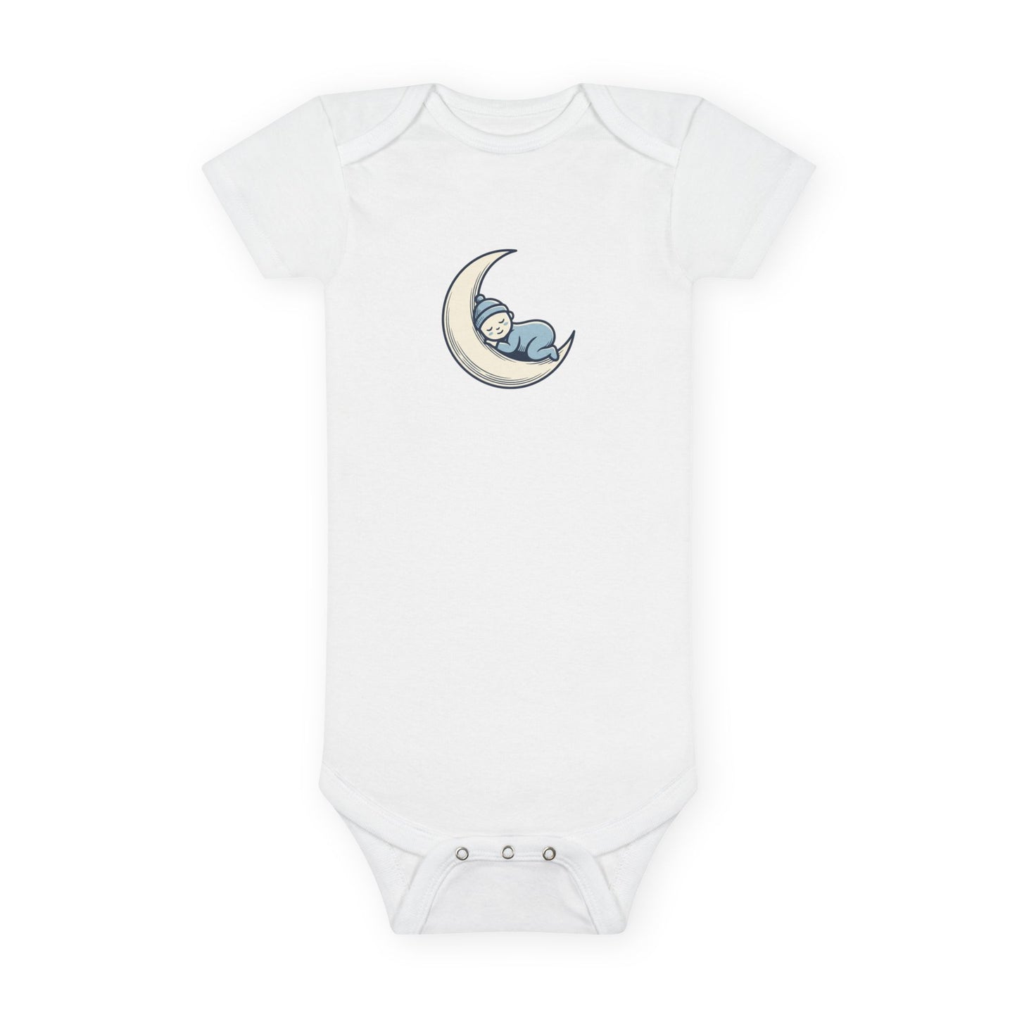 Baby Onesie - 'Little Dreamer' Moon & Sleeping Baby Short Sleeve Bodysuit