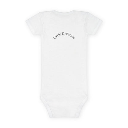 Baby Onesie - 'Little Dreamer' Moon & Sleeping Baby Short Sleeve Bodysuit